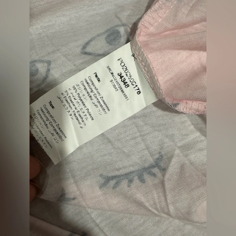 Wdirara Pajama Set, Pink Letter Printed Short Sleeves + Eye Printed Shorts XXXL - Picture 11 of 15